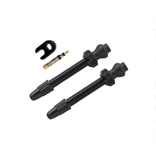 Paire de valves Presta Barbieri aluminium pour tubeless, couleur noire 45mm